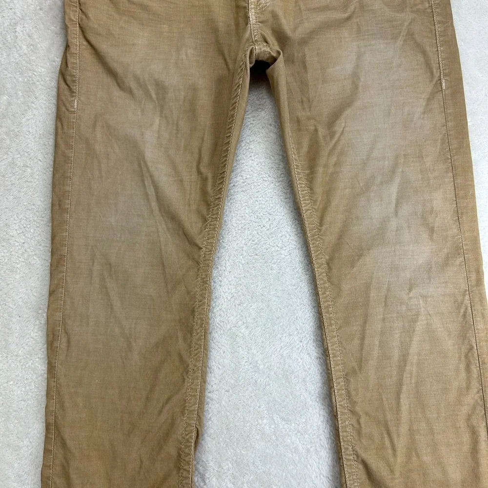 True Religion Ricky Corduroy Khaki Pants Mens 36 Tan Straight Leg Distressed